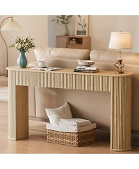 gaomon Fluted Console Table, 59 Inch Wood Mid Century Modern Entryway Sofa Table for Living Room or Hallway