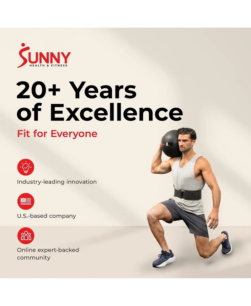 Sunny Health & Fitness Heavy-Duty 4" Nylon Weightlifting Belt with Back Support & Adjustable Fit for Strength Training