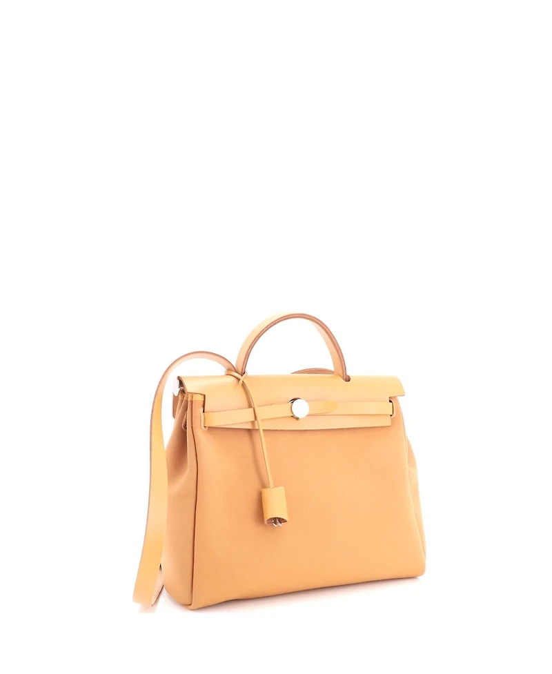 Pre-Owned Hermes 31 Herbag Zip Verso Leather and Toile