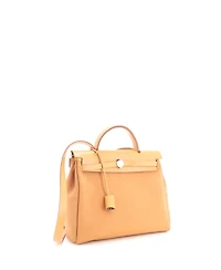 Pre-Owned Hermes 31 Herbag Zip Verso Leather and Toile
