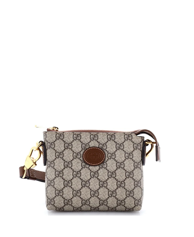 Pre-Owned Gucci Mini Interlocking G Patch Wristlet Messenger Bag Gg Coated Canvas