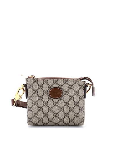 Pre-Owned Gucci Mini Interlocking G Patch Wristlet Messenger Bag Gg Coated Canvas
