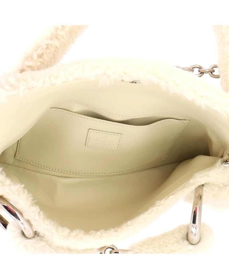 Pre-Owned Gucci Medium Horsebit Chain Shoulder Bag Shearling