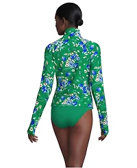 Lands' End Women's Long Torso SunShade Upf 50 Quarter Zip Rash Guard