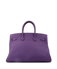 Pre-Owned Hermes Birkin 35 Handbag Purple Clemence with Palladium Hardware