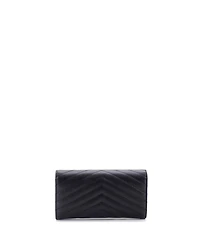 Pre-Owned Saint Laurent Large Classic Monogram Flap Wallet Matelasse Chevron Leather