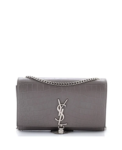 Pre-Owned Saint Laurent Medium Classic Monogram Tassel Crossbody Bag Embossed Leather