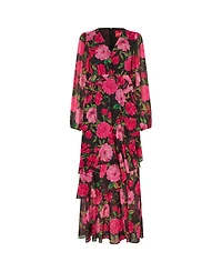 Cras Women's Love Floral Long-Sleeve Tiered Maxi Dress