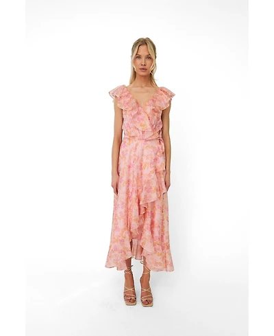 Cras Women's Landon Floral-Print Wrap Ruffle Midi Dress