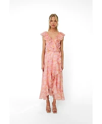 Cras Women's Landon Floral-Print Wrap Ruffle Midi Dress