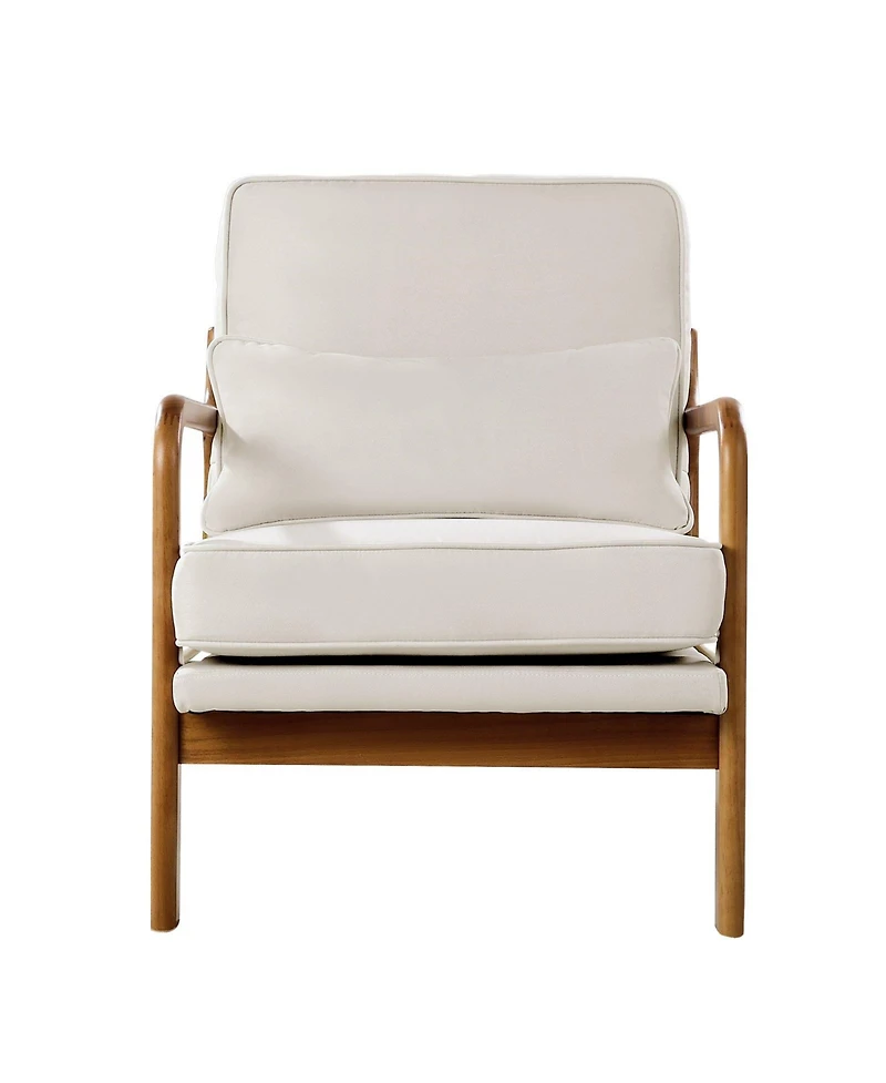 Slickblue Modern Upholstered Armchair with Wood Legs and Thick Cushion Seat