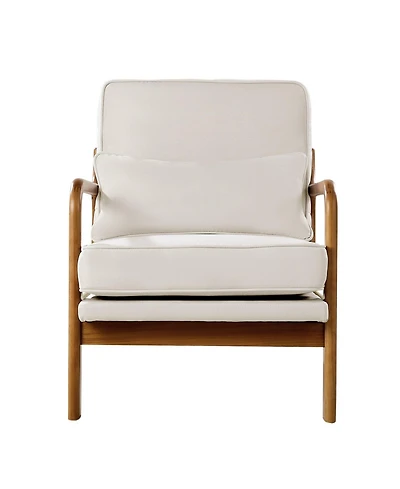 Slickblue Modern Upholstered Armchair with Wood Legs and Thick Cushion Seat