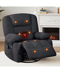 gaomon Oversized massage recliner with vibration and heating,Chenille,manual recline, side pocket,Cup Holders