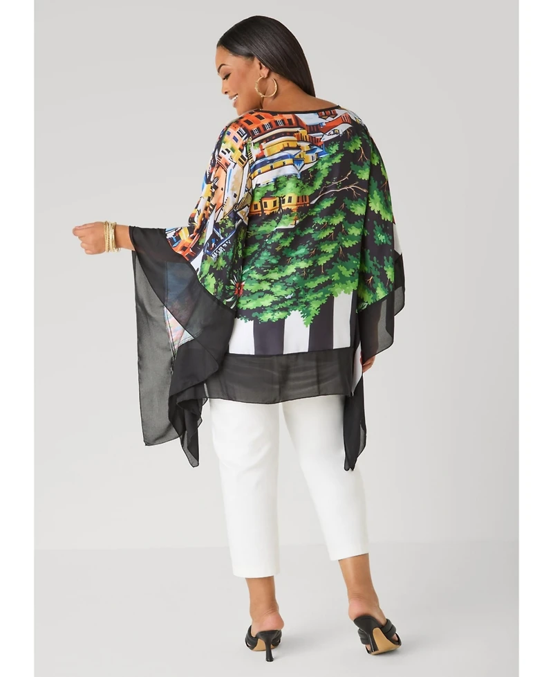 Ashley Stewart Plus Printed Crepe Tunic
