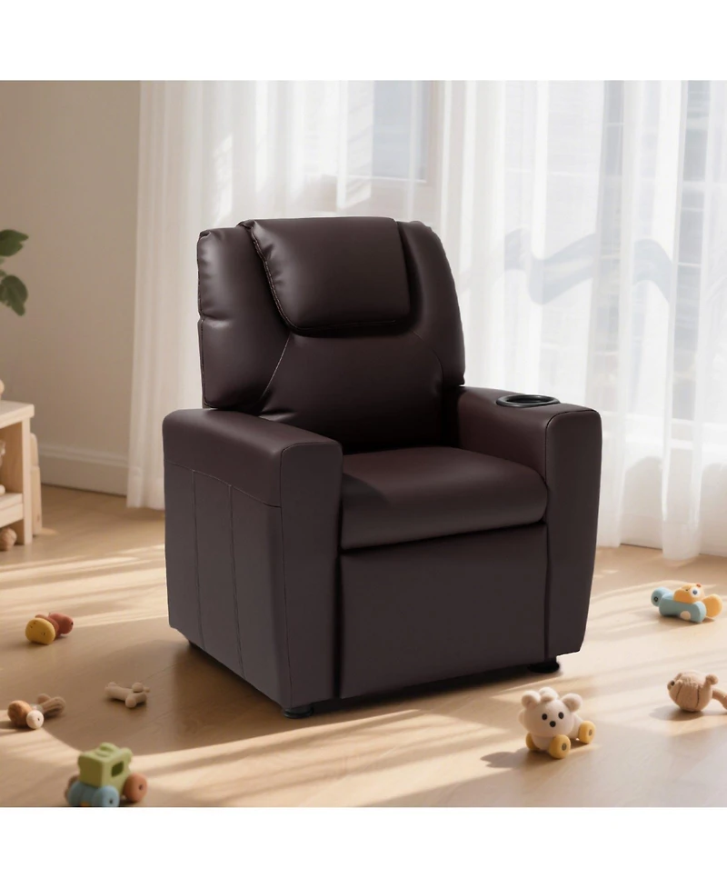 Slickblue Kids Recliner Chair with Cup Holder and Adjustable Footrest