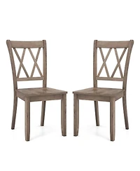 Costway Wooden Dining Chairs Set of 2 with Ergonomic Seat Rubber Wood Frame and High Backrest