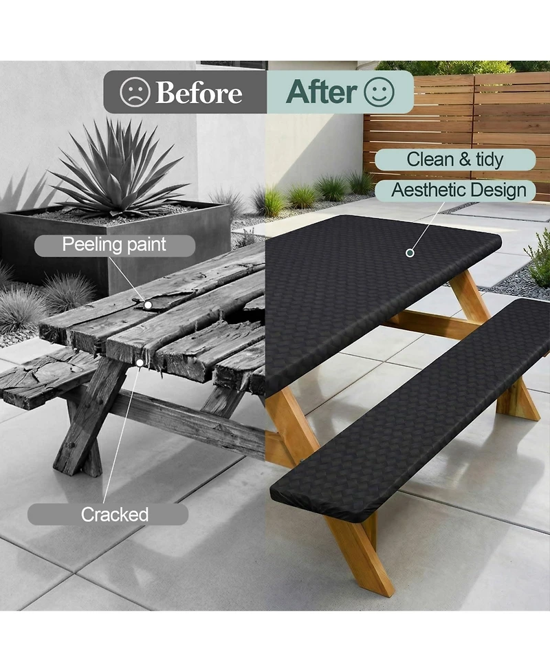 Piscifun Waterproof Windproof Picnic Table and Bench Cover Set with Storage Bag