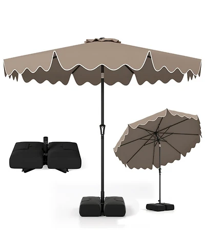 Sugift 9 Feet Patio Umbrella with Weighted Base and 2 Sandbags