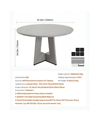 Slickblue Farmhouse Round Dining Table with Thick Wooden Legs Design