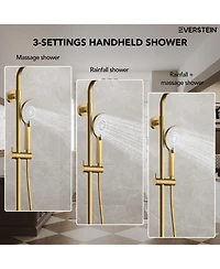Everstein Wall Mount Pressure-Balanced Shower System 10" Rainfall Head with Slider Bar Handheld Spray