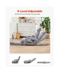 Sugift 2-in-1 Folding Floor Chair Bed with 5 Adjustable Positions Back Support Armrests for Adults