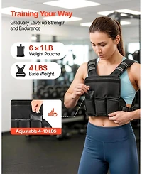 Sugift Adjustable 4-10 lbs Weighted Vest Set with 6 Weight Packs for Strength Training Running Jogging