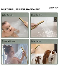Everstein Thermostatic Dual Showerheads System Wall Mount 12" High-Pressure Rainfall Shower Faucet with Handheld Spray and Body Jet