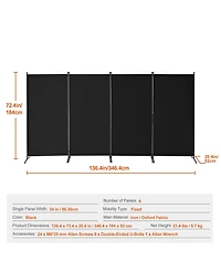 Slickblue Freestanding 4 Panel Room Partition Divider, Portable Privacy Screen for Living Bedroom