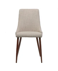 Flynama Set of 2 Polyester Fabric Wood Frame Iron Tapered Legs Armless Dining Chairs