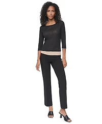 Dkny Women's Tissue Knit Scoop Neck 3/4-Sleeve Pullover Sweater