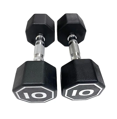 Sevorley Octagonal Rubber Coated Dumbbell with Knurled Chrome Handle for Home and Gym Strength Training