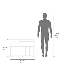 Flynama Asymmetrical Sofa Side Table with Open Storage and Top Shelf