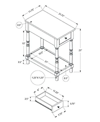 Flynama 25 Inch Traditional Accent Table with Drawer