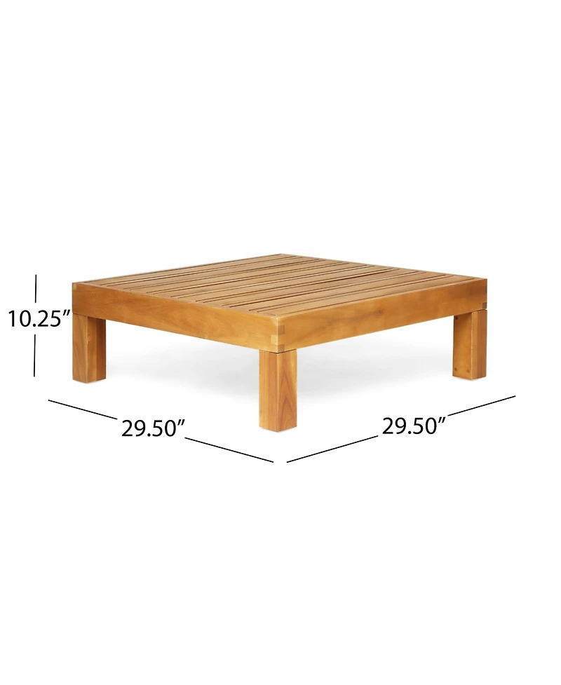 Flynama Square Teak Coffee Table, Rustic Style