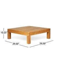 Flynama Square Teak Coffee Table, Rustic Style