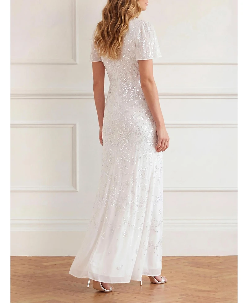 Needle & Thread Women's Freya Georgette Sequin Flutter-Sleeve Maxi Gown