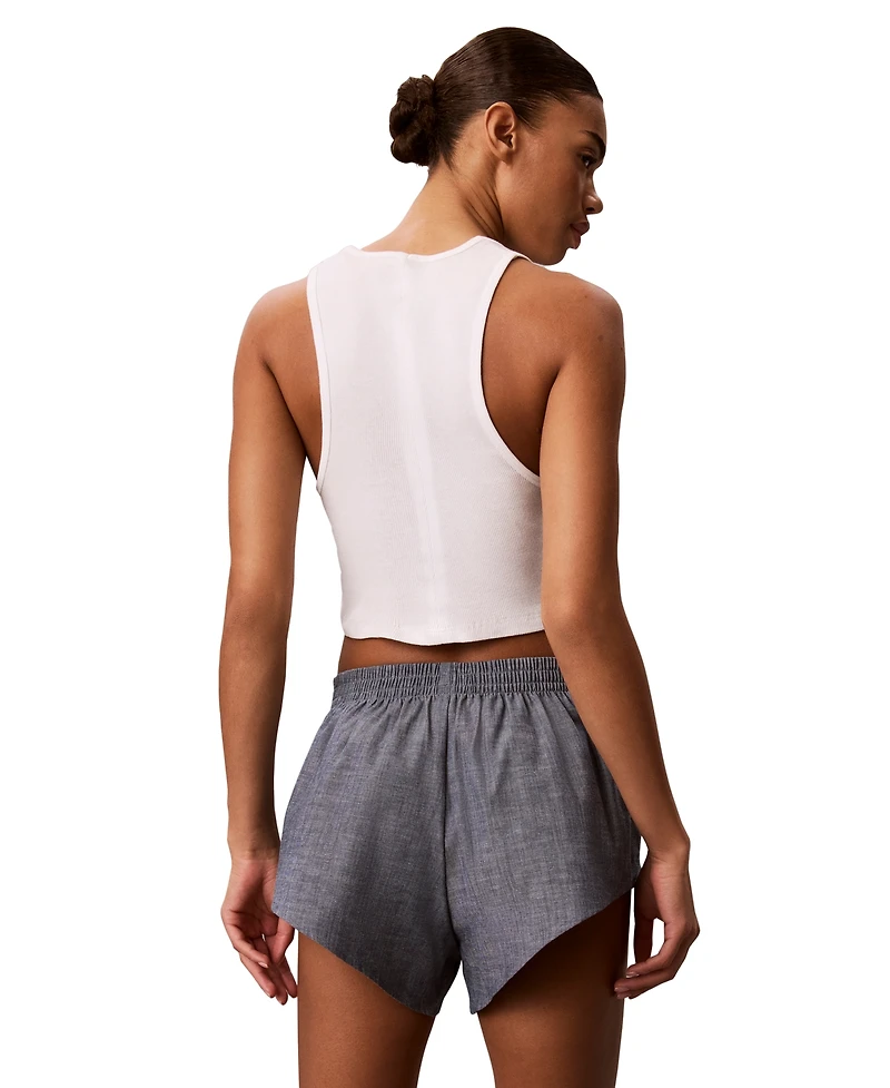 Calvin Klein Women's Chambray High-Rise Pull-On Sleep Shorts