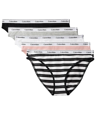 Calvin Klein Women's 5-Pack. Modern Logo Low-Rise Bikini Underwear QD5208