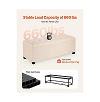Slickblue Upholstered Storage Ottoman Bench with Metal Frame, Flip-Up Linen Chest for Bedroom Entryway