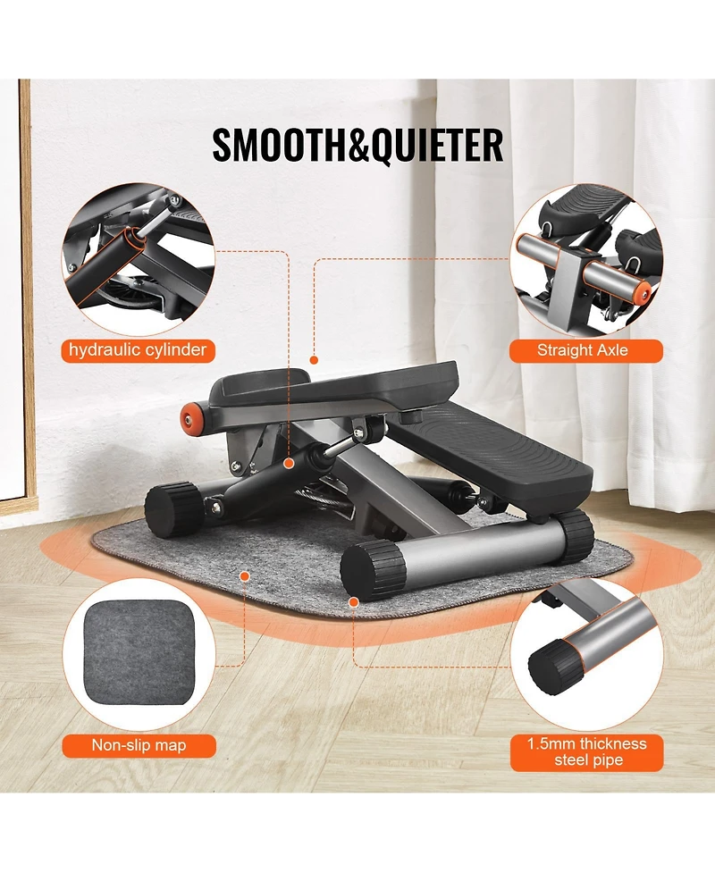 Sugift Mini Hydraulic Fitness Stepper with Resistance Bands Lcd Monitor 330LBS Load Capacity