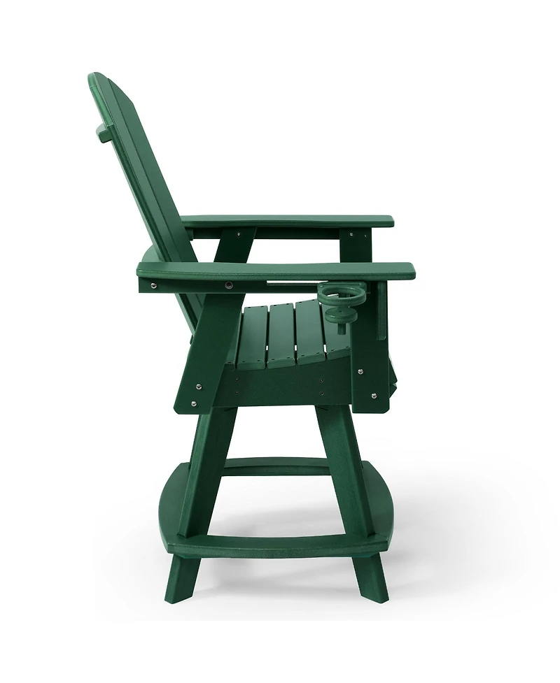 WestinTrends Outdoor Hdpe Adirondack Swivel Counter Height Bar Chair With Cup Holder