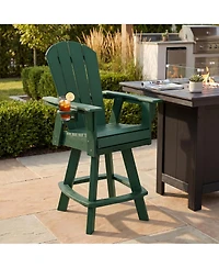 WestinTrends Outdoor Hdpe Swivel Adirondack Bar Height Chair With Cup Holder