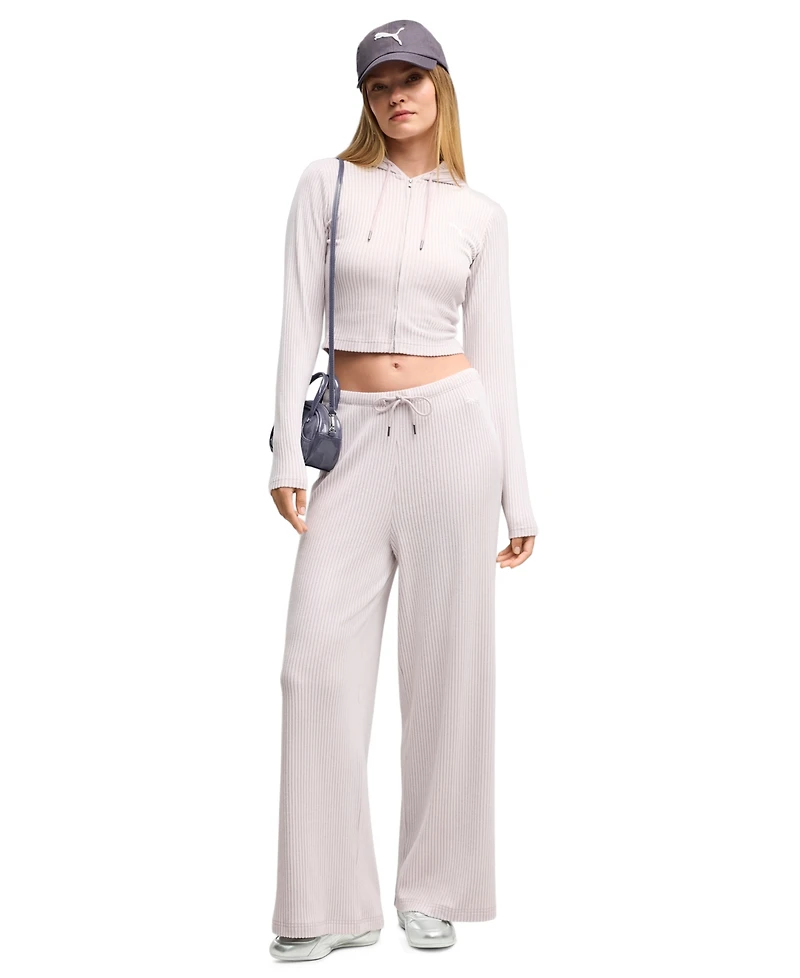 Puma Women's Essentials Ribbed Wide-Leg Pants