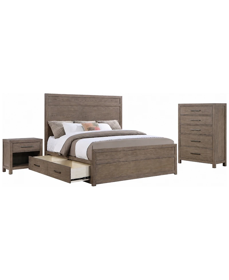 Adler 3-Piece Queen Storage Bedroom Set (Bed, Chest & Nightstand), Macy's Exclusive