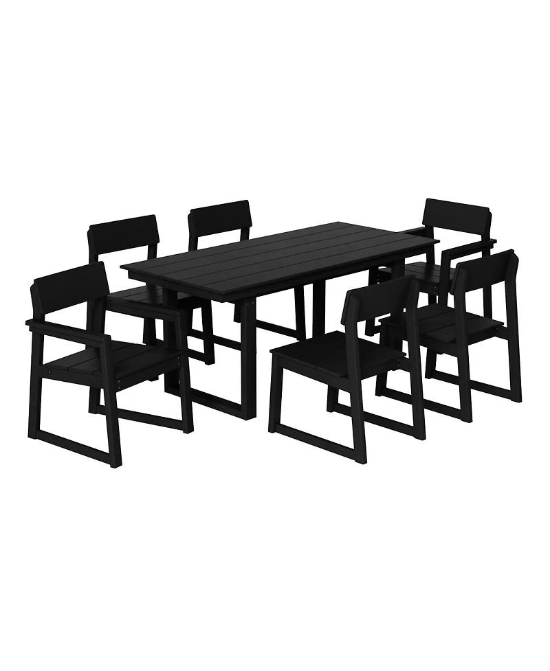 WestinTrends 7-Piece Modern Hdpe Outdoor Patio Dining Table Set With Umbrella Hole