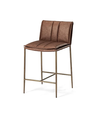 Maven Lane Gerard Channeled Faux Leather Upholstered Counter Stool with Back