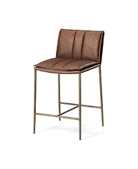 Maven Lane Gerard Channeled Faux Leather Upholstered Counter Stool with Back