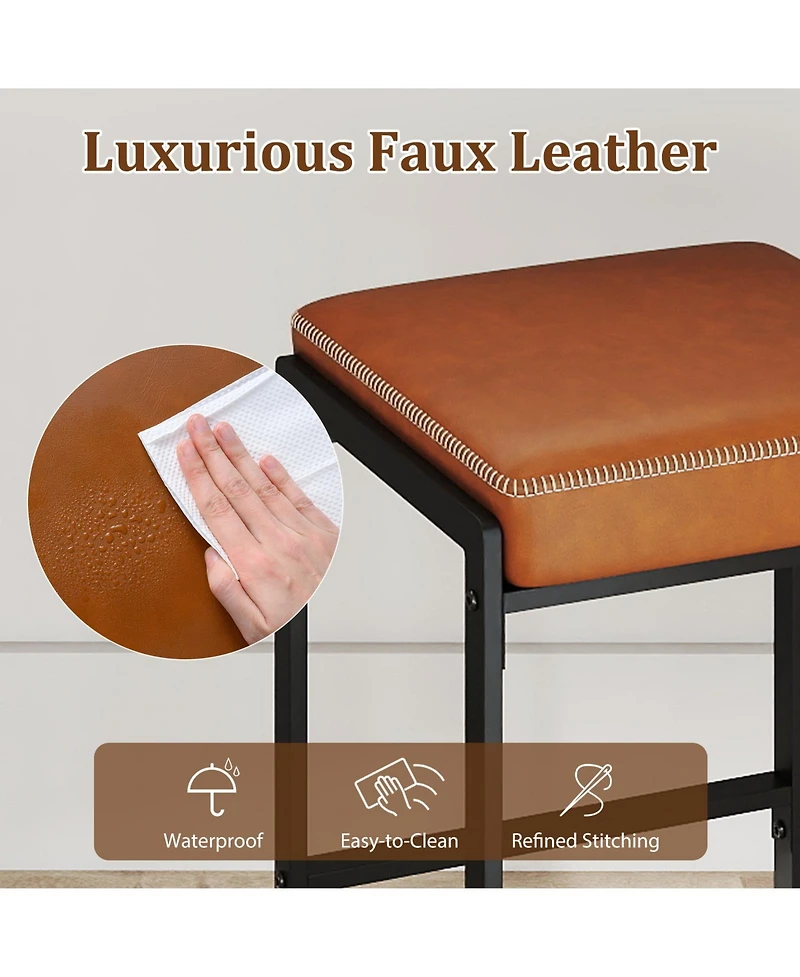 Mecale Set of 4 Counter-Height Bar Stools with Faux Leather Seat