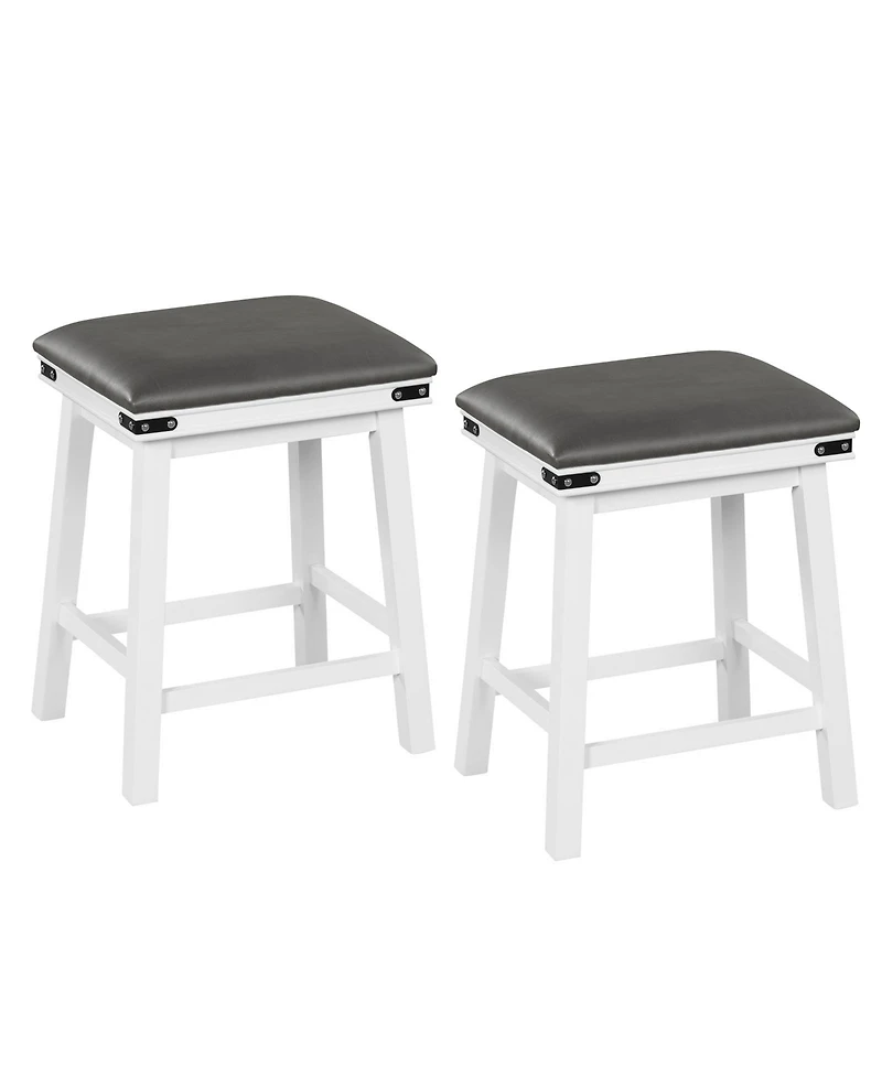 Mecale Set of 2 Acacia Wood Frame 24-Inch Bar Stools