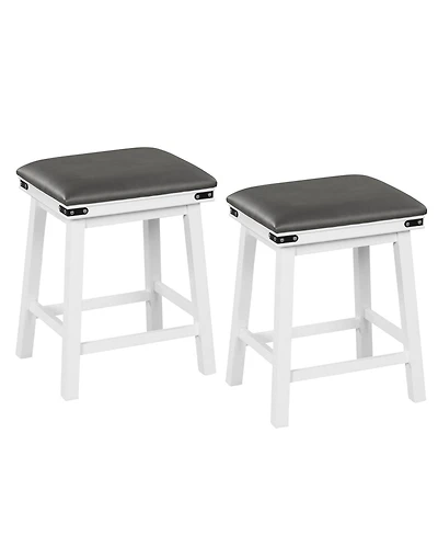 Mecale Set of 2 Acacia Wood Frame 24-Inch Bar Stools